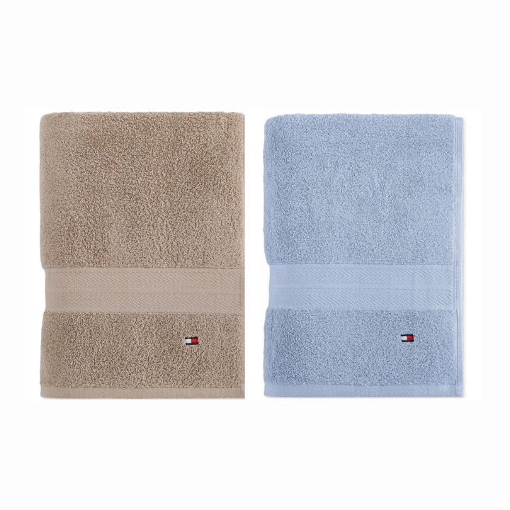 DC / 2 x 15,500 / Toalla de Baño de Algodón Liso / TH / Beige y Azul verdadero / Apróx. 76 x 137 cm