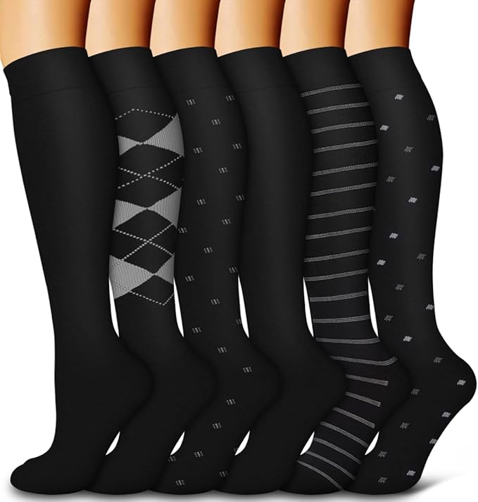 Bluemaple / Medias de Compresión (15-20 mmHg) / Unisex / Talla L/XL / Paquete de 6