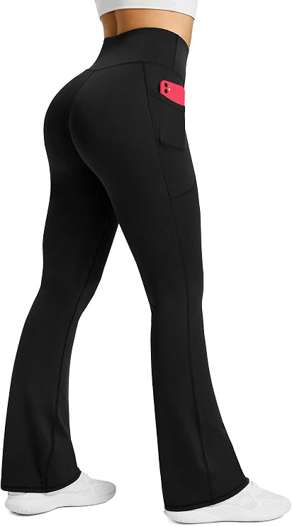 DC / Pantalones de yoga acampanados para mujer con bolsillos / PRETISKY- Talla XL