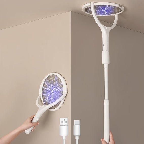 DC / Raqueta matamoscas eléctrica de cabeza giratoria, recargable/ GeckoMan