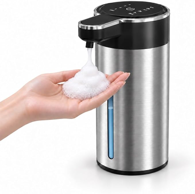 DC /  Dispensador automático de jabón espumoso sin contacto, dispensador de jabón de manos de acero inoxidable 304 / Poaoed