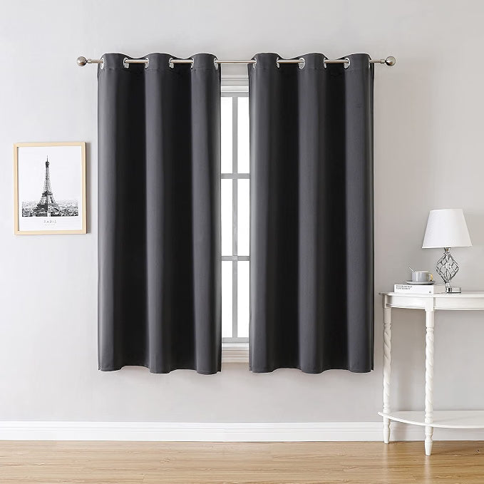 DC / Cortinas blackout con ojales para habitación y sala, juego de 2 paneles de cortinas con aislamiento térmico, gris oscuro, 42 x 63 pulgadas / ChrisDowa