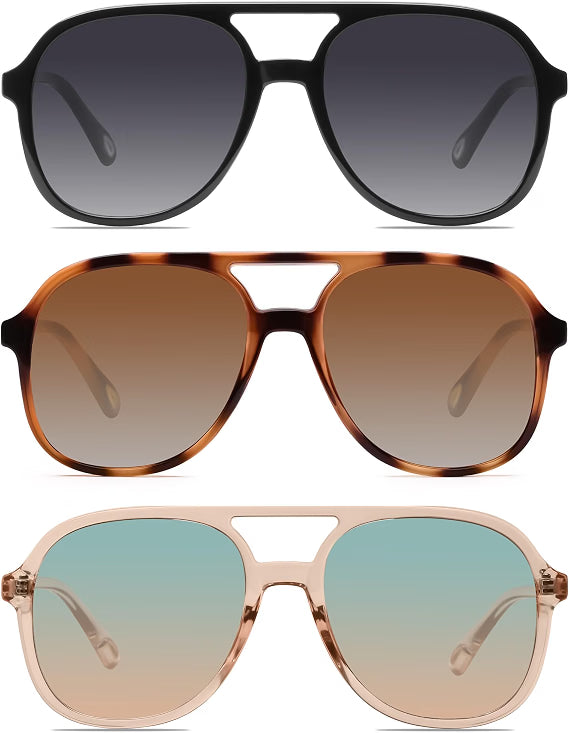 DC / Lentes de sol de estilo aviador cuadrados YDAOWKN / lente UV400 / 3 Unidades