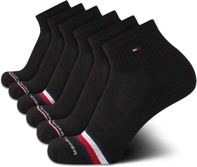 DC / Tommy Hilfiger Calcetines atléticos para hombre / Negros /Tala-7-12