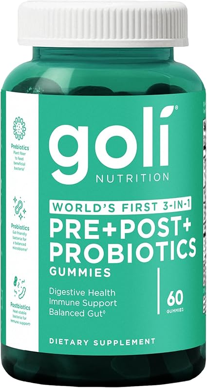 DC / Goli Pre Pro - Gomitas postbióticas - La primera fórmula 3 en 1 del mundo con probióticos DE111, prebióticos XOS, postbióticos MCC1849, veganas, sin OMG, sin gluten