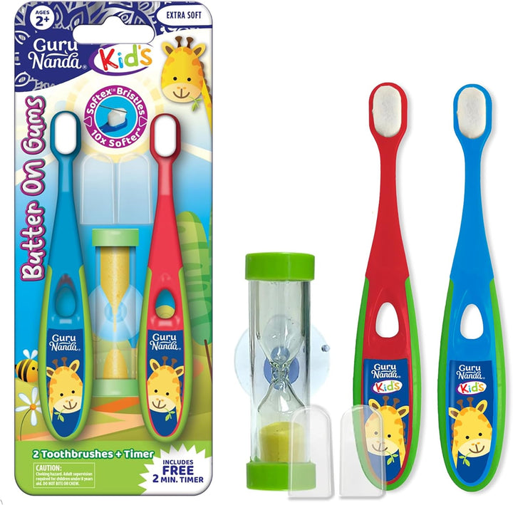 Higiene dental / Cepillo de Dientes / Infantil / GuruNanda - Butter on Gums Toddler Toothbrush / 2 Pack