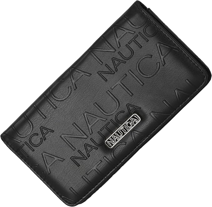 DC / Nautica Seaside / Delgada RFID Tarjetero / Negro (En relieve)