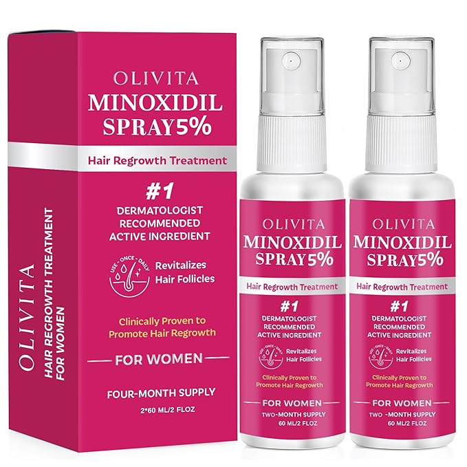 DC / Spray de minoxidil al 5% para el crecimiento del cabello de las mujeres / Pack 2 -60ml c/u/ OLIVITA