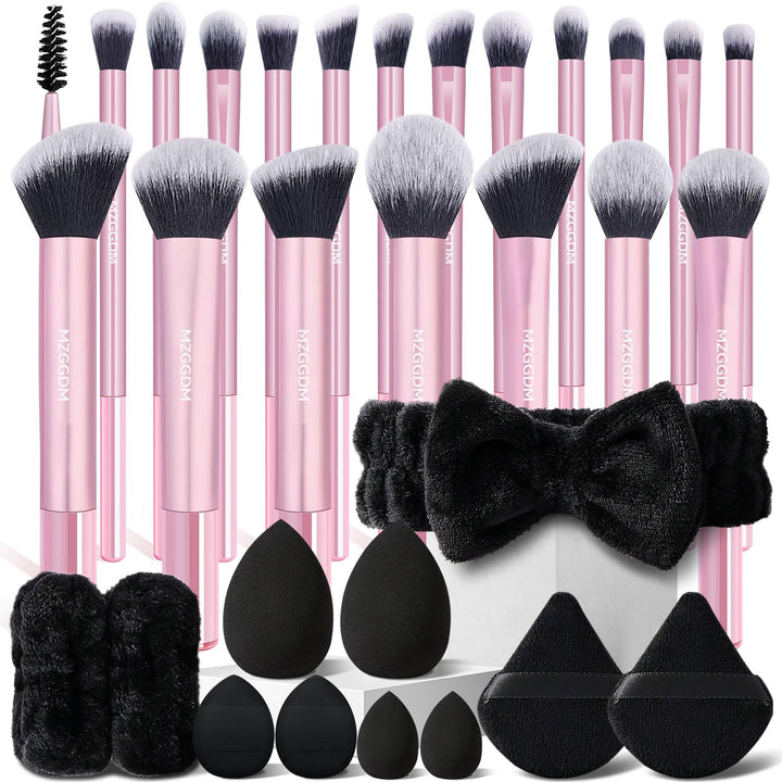MZGGDM / Juego de 31 brochas de maquillaje rosa