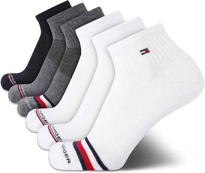 DC / Tommy Hilfiger Calcetines atléticos para hombre / Blanco Multi /Tala-7-12