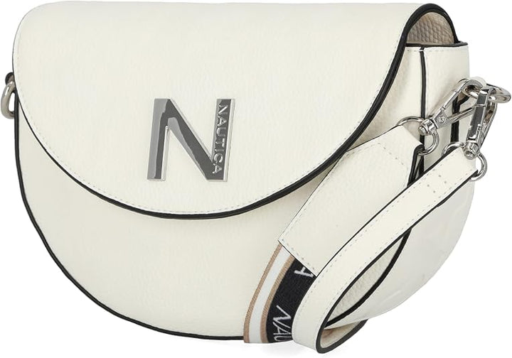 DC / Nautica Delray - Bolso cruzado con solapa para mujer, bolsillo con cierre magnético a presión /  Blanco