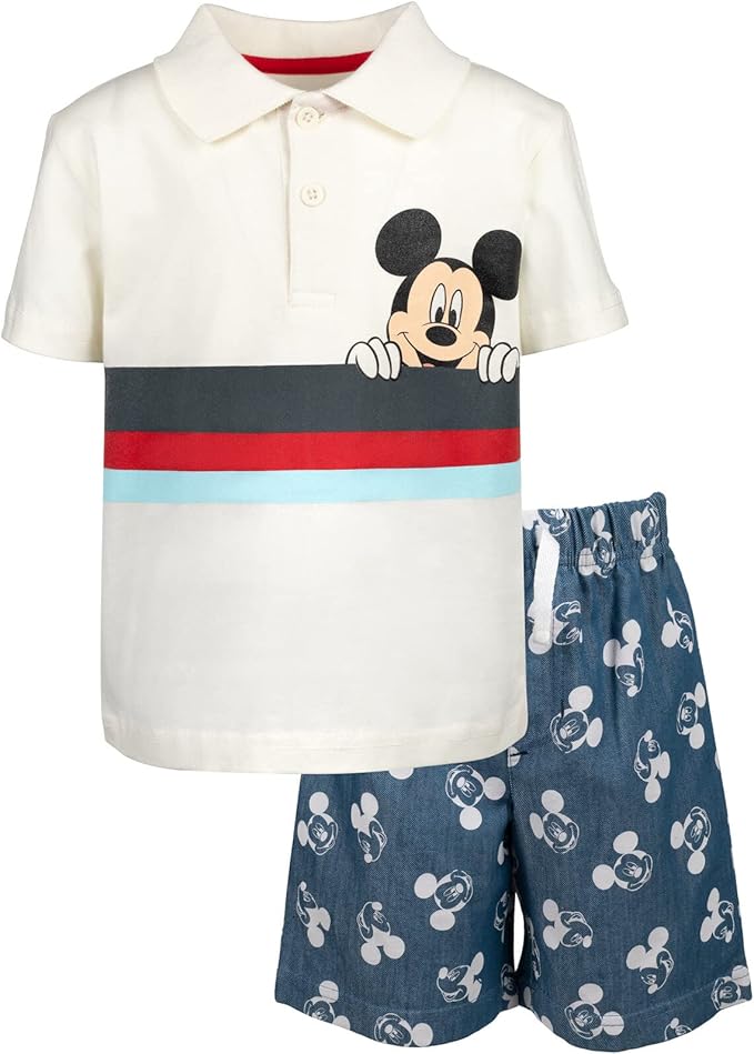 DC / Conjunto de camisa polo y pantalones cortos / Mickey Mouse / Disney / 4T