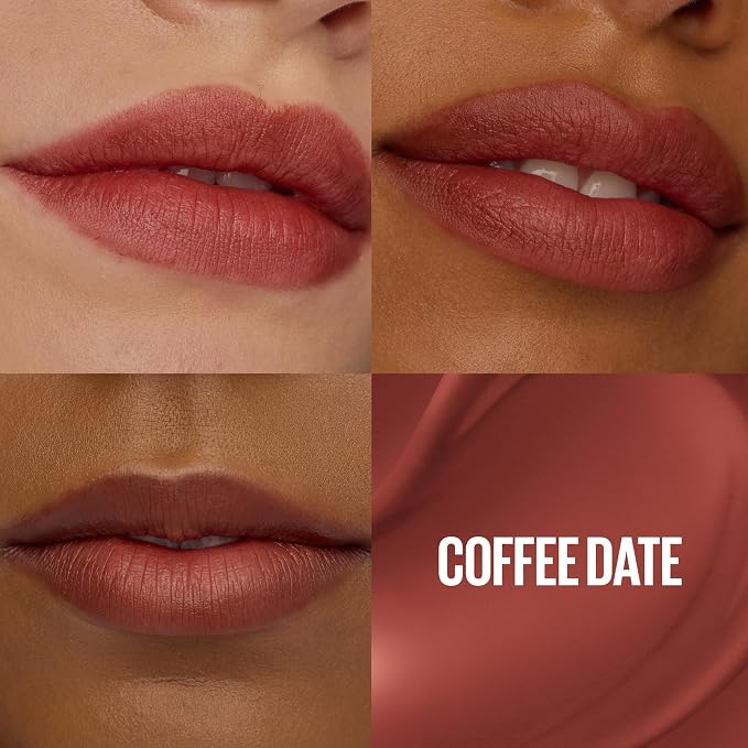 DC / Maybelline / Super Stay Teddy Lip Tint, lápiz labial mate de larga duración  / Coffee Date