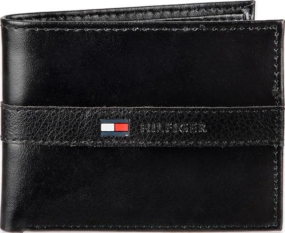 DC / Tommy Hilfiger Billetera Passcase para hombre con ventana de identificación removible / 100% cuero