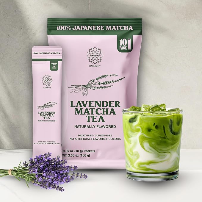 DC / Matcha japonés prémium / Lavanda / 10 sobres / Harmony Proteins-