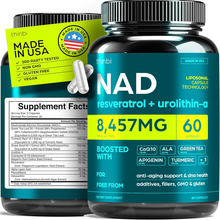 Thinbi / NAD+, resveratrol y urolitina A (8,457mg) / 60 Capsulas / MISC 2026
