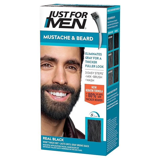 Just For Men - Tinte para bigote y barba- Negro real, M-55