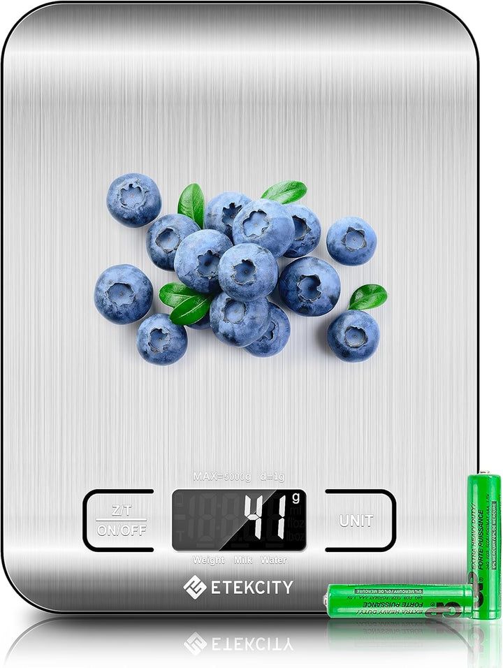 DC / Etekcity - Báscula de cocina digital multifunción, 11 lbs, acero inoxidable (pilas incluidas)