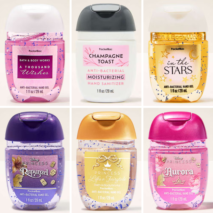 6 x 10,500 - Antibac de Manos  / BBW / Champagne Toast, In the Stars, A Thousand Wishes, Rapunzel, Aurora,  Life's a Fairytale