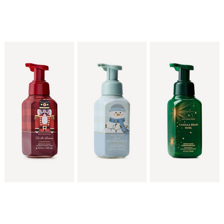 AP / 3 x 10,500 / Gentle & Clean Foaming Hand Soap / BBW / Tis the Season, Fresh Sparkling Snow & Vanilla Bean Noel