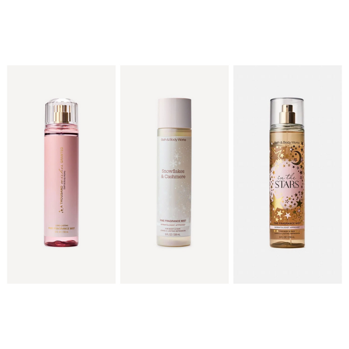 AP / 3 x 17,500 / Fine Fragrance Mist / BBW / In the Stars, A Thousand Wishes Granted, Snowflakes & Cashmere.