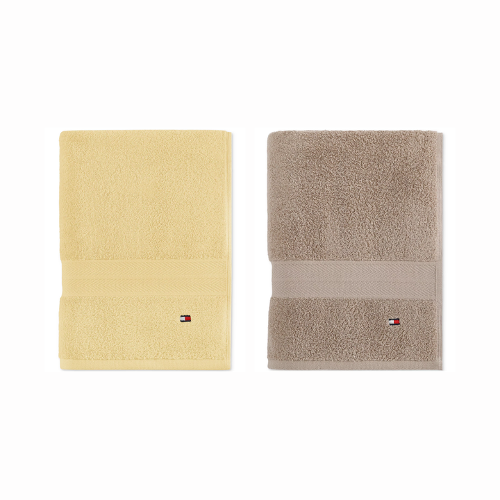 DC / 2 x 15,500 / Toalla de Baño de Algodón Liso / TH / Amarillo, Beige / Apróx. 76 x 137 cm.