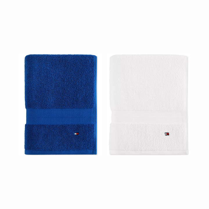 DC / 2 x 15,500 / Toalla de Baño de Algodón Liso / TH / Azul eléctrico, Blanco / Apróx. 76 x 137 cm.