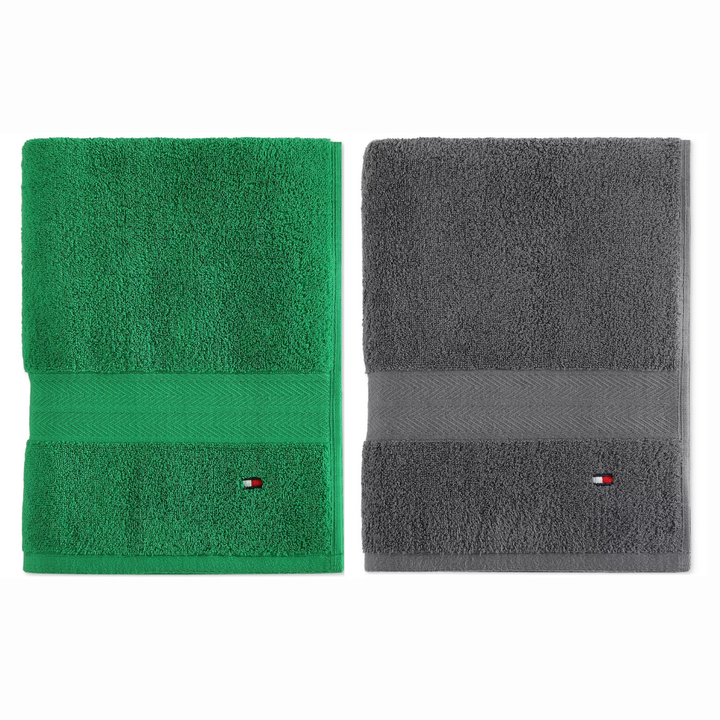 AP / 2 x 15,500 / Toalla de Baño de Algodón Liso / TH / Verde Kelly y Carbon  / Apróx. 76 x 137 cm.