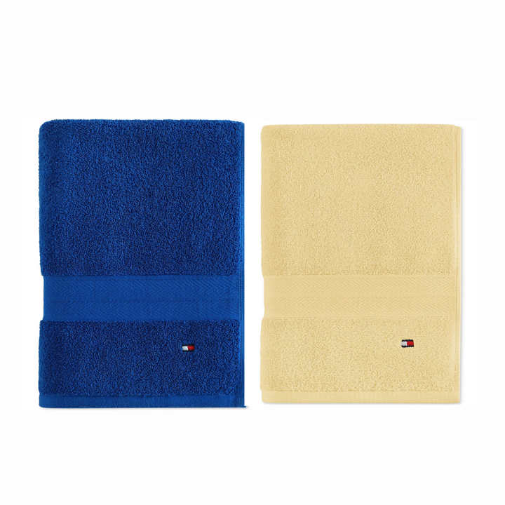 DC / 2 x 15,500 / Toalla de Baño de Algodón Liso / TH / Azul electrico y Amarillo / Apróx. 76 x 137 cm