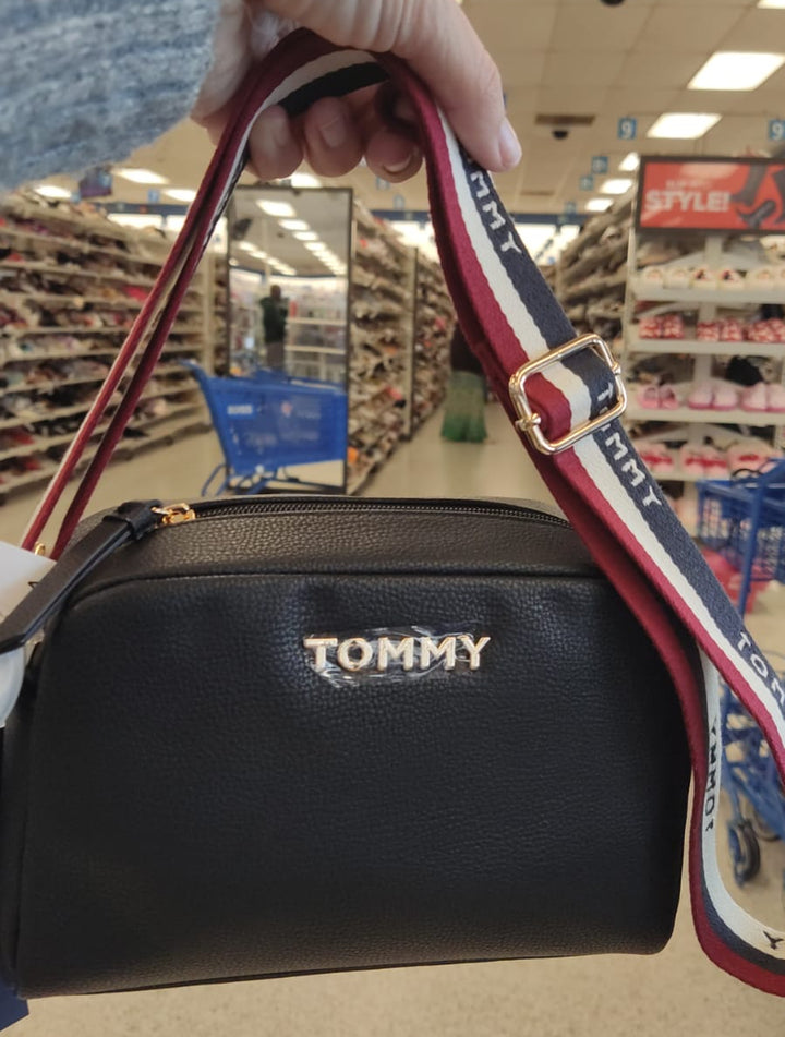 Bolso cruzado / Cuero sintético / TH / Negro / R030526-6036-3