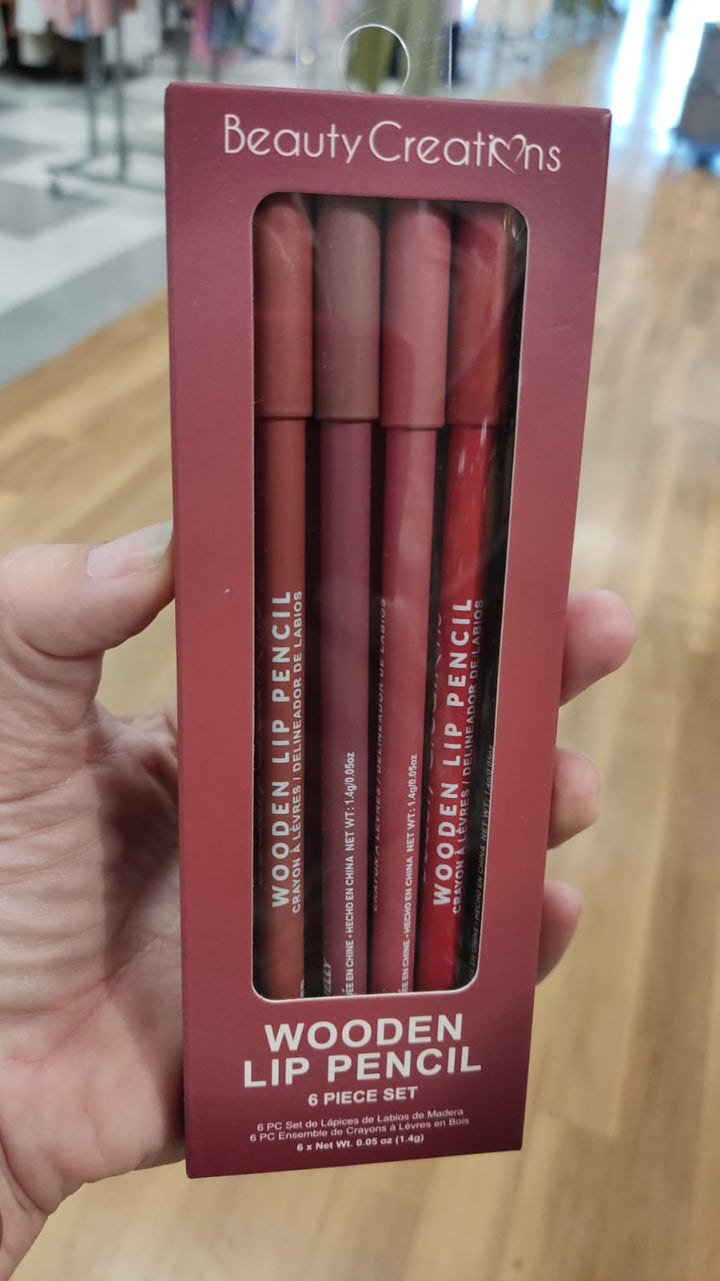 Maquillaje /  Wooden Lip Pencil / 6 Piece Set / Wine Tones / Beauty Creations / TJ060326-915