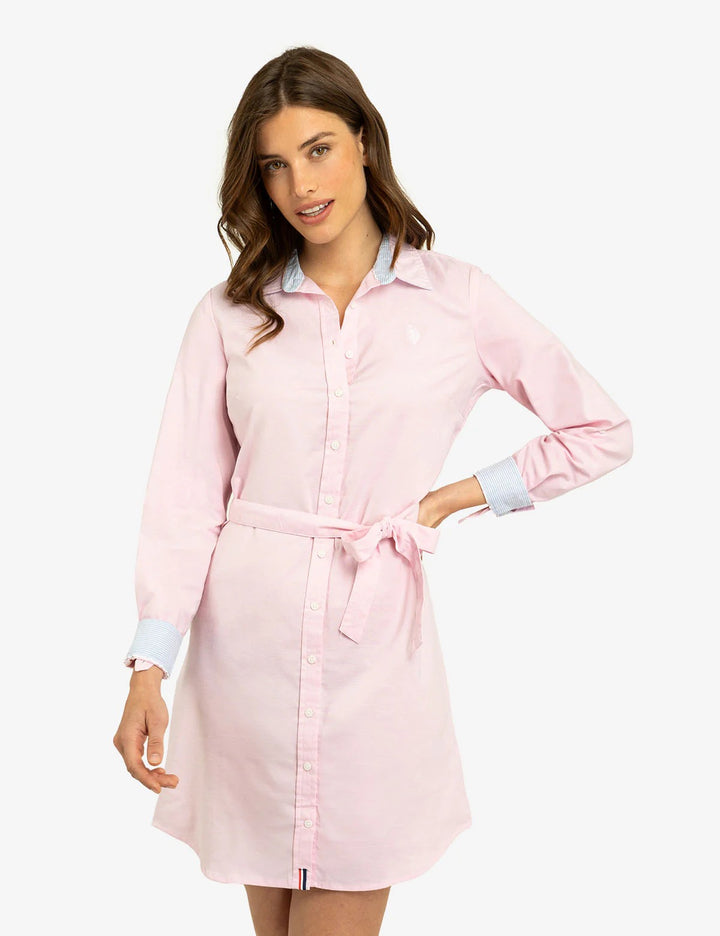 AP / Vestido liso Oxford mujer / Rosa / US POLO / Talla M