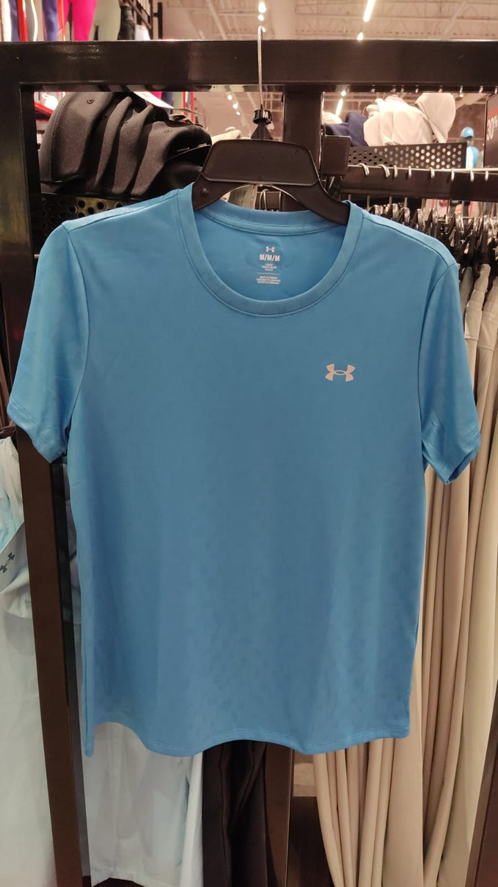 Blusa Mujer Under Armour (Cuello redondo) color celeste-Talla M
