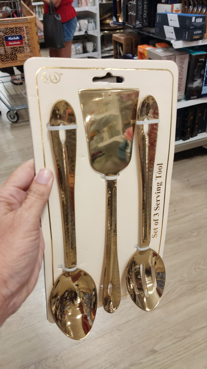 Hogar / Set de 3 Serving Tool / una espátula y dos cucharas / Doradas MRS080126-5002