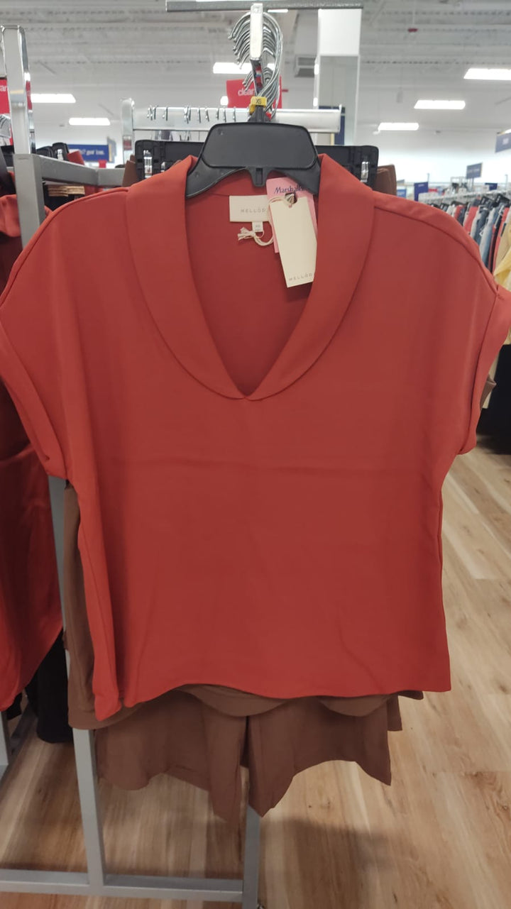 Blusa / Mujer Mnga corta de cuello sin botones / terracota / ZZ / MRS080326-8434
