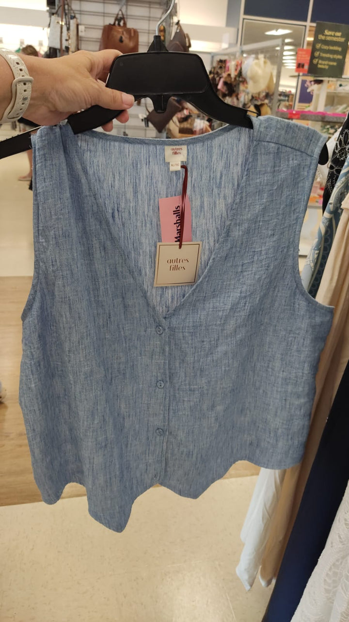 Blusa Mujer / Estilo Chaleco de lino azul / Autres Filles / MRS082126-1684