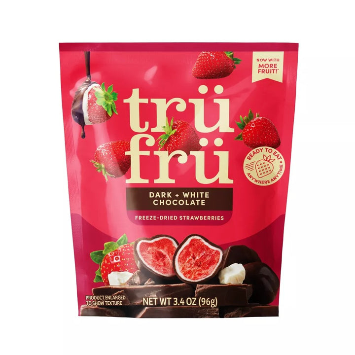 Tru Fru - Freeze Dried Strawberries in Dark & White Chocolate - 3.4 oz