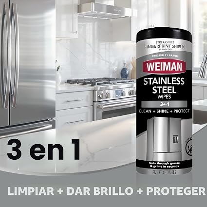 DC /  Limpiador de acero inoxidable / 30 toallitas de limpieza / Weiman