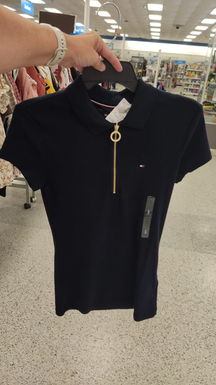 Blusa Mujer / Manga Corta  / Azul de Ziper / TH / R091726-6229-5