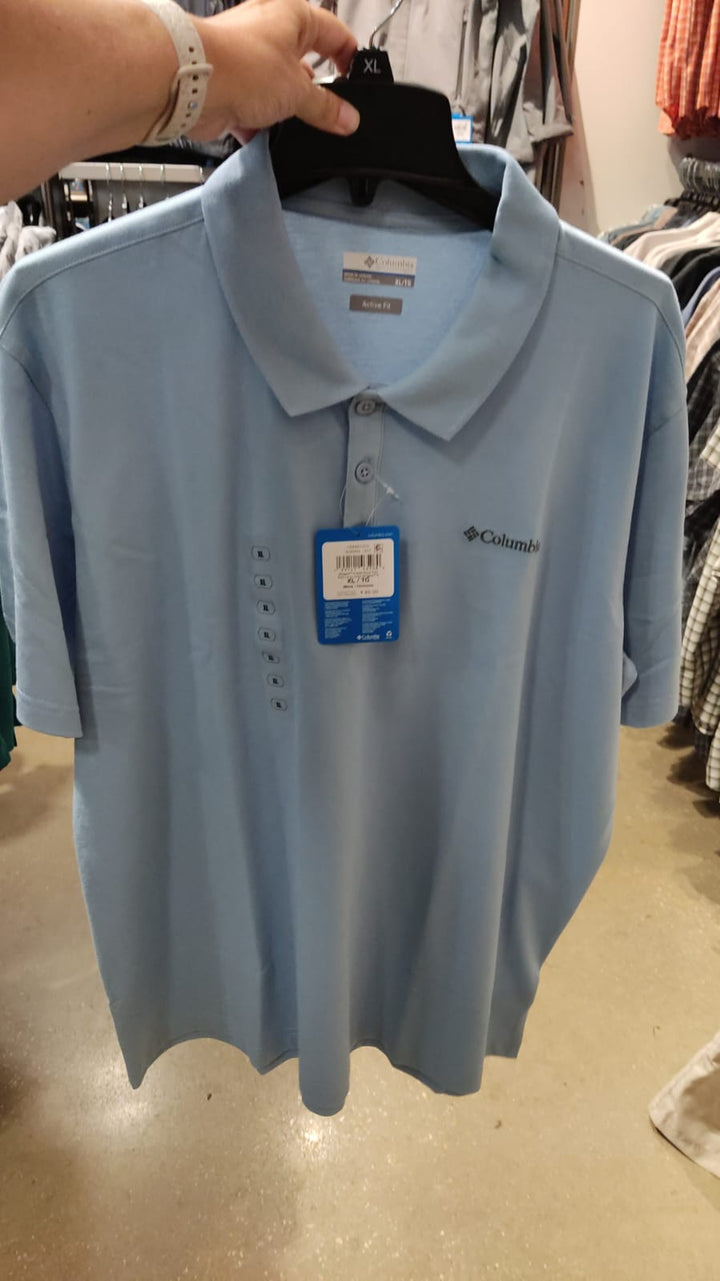 Camiseta tipo polo hombre Celeste COLUMBIA - Talla XL