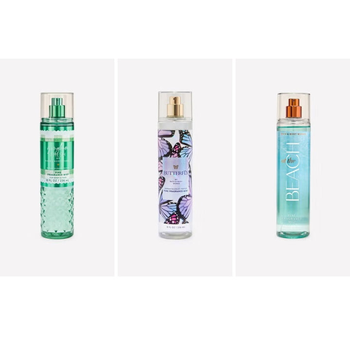 AP / 3 x 17,500 / Fine Fragrance Mist  / Gingham Fresh /  Butterfly / At the Beach / BBW