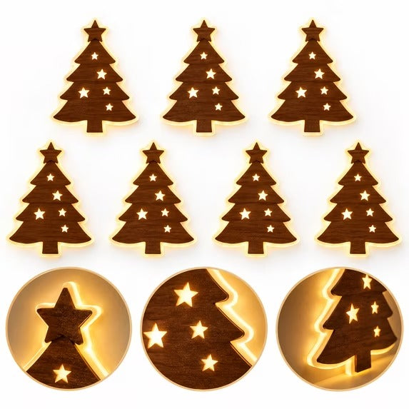 Decoraciones navideñas LED para pared, 7 piezas de decoración con temática de árbol de Navidad.