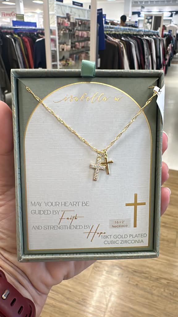Accesorios / Collar de doble cruz / Baño de oro de 18 quilates / Isabella M / MRS101526-599