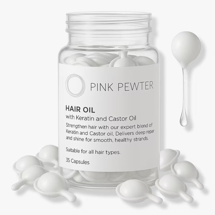 DC / Cápsulas de aceite capilar: Fortalecedor con oliva, jojoba, girasol, ricino, romero + queratina. / 35 unidades/ Pink Pewter