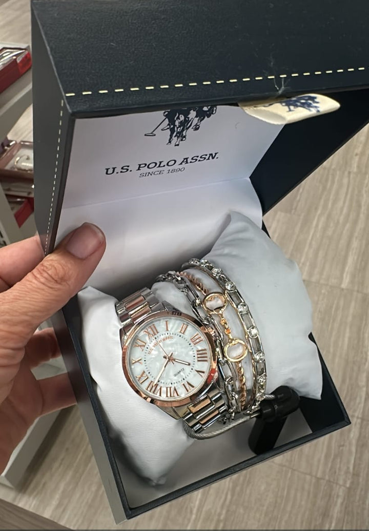 Accesorios / Reloj de Mujer / Dorado con plateado / Marco Redondo / Us Polo / B102426-65455
