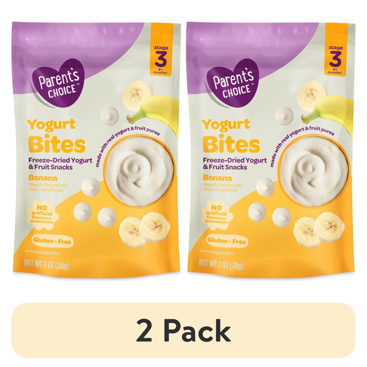 Parent's Choice  - (2 pack) Snacks de Yogur para Niños Pequeños, Snack, Banana, Bolsa de 1 oz.