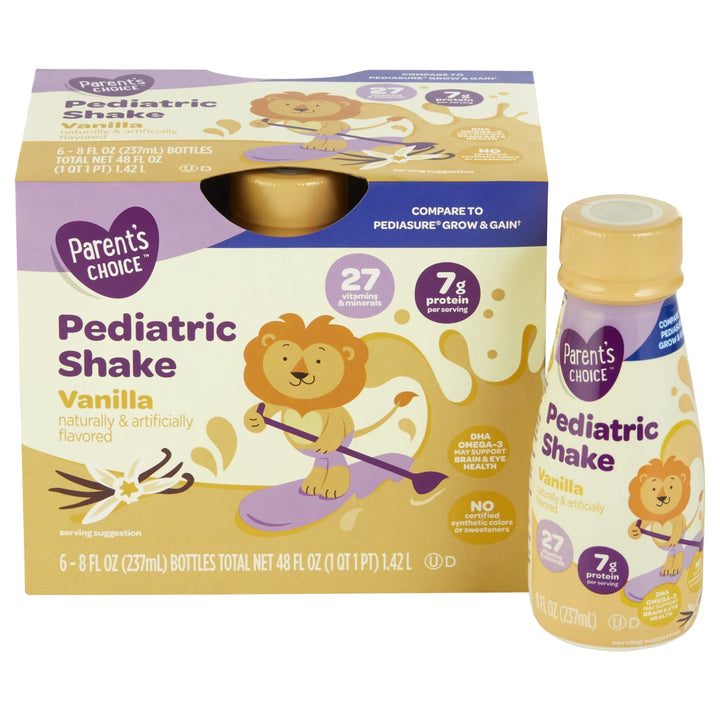 Parent's Choice- Batido Pediátrico, Vainilla, Botella de 8 fl oz, 6 Batidos
