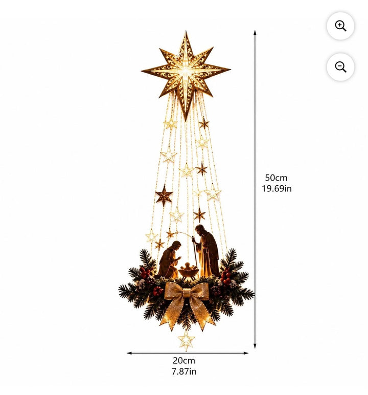 Belén Estrella de Fe – Decoración de pared de Belén iluminada, Navidad