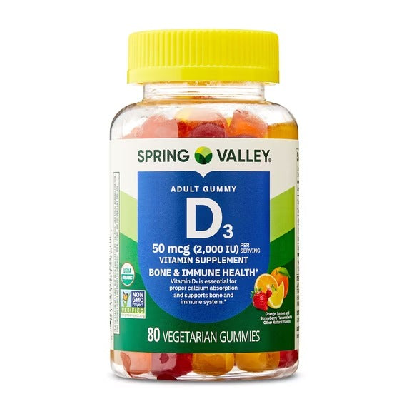 AP / Gomitas de vitamina D3 de Spring Valley de 50 mcg (2,000 UI) / 80 unidades
