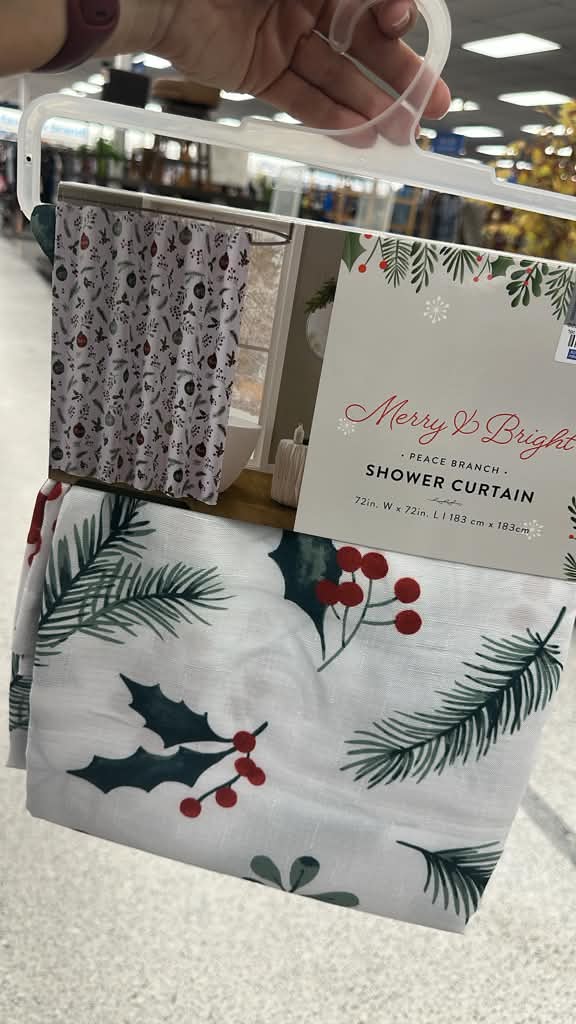 Hogar / Navidad / Cortina de ducha de tela / Merry & Bright / 72" x 72" / R111026-6283-5